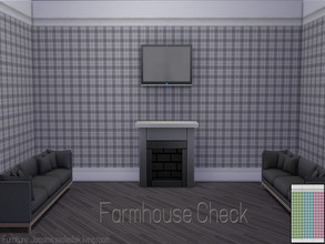 Sims 4 — Farmhouse Check Wallpaper Recolor by Beatrice_e — Haven't recolored in so long! So here's a new Farmhouse style