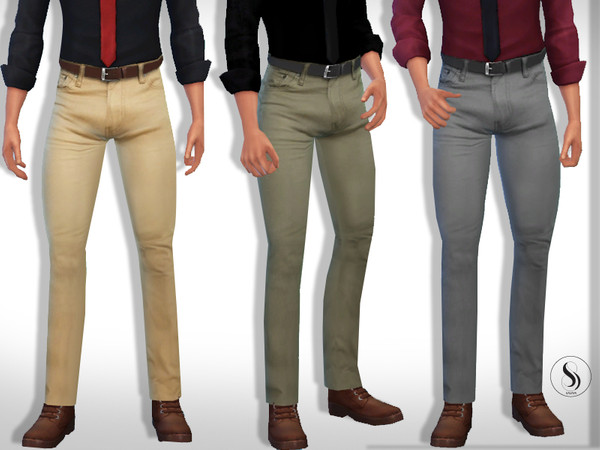 Sims 4 — High Waist Slim Taper Fit Men Pants with Belt by saliwa — High Waist Slim Taper Fit Men Pants with Belt design