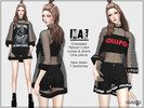 Sims 4 — IMAE - Oversized T-Shirt - One piece by Helsoseira — Style : Oversized fishnet t-shirt with tank top and shorts