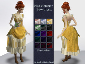Sims 4 — Neo-victorian bow dress by Sandrini_Feierabend — Victorian inspired bustle dress with bow 15 swatches Teen to