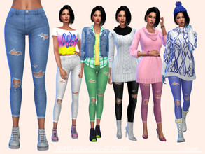 Sims 4 — JeansLeggings  by Paogae — Nice leggings in 22 colors, can be used as bottom or as leggings and then combined