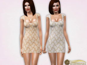 Sims 3 — Lace Contrast Bodycon Dress by Harmonia — 4 variations not-Recolorable Please do not use my textures. Please do