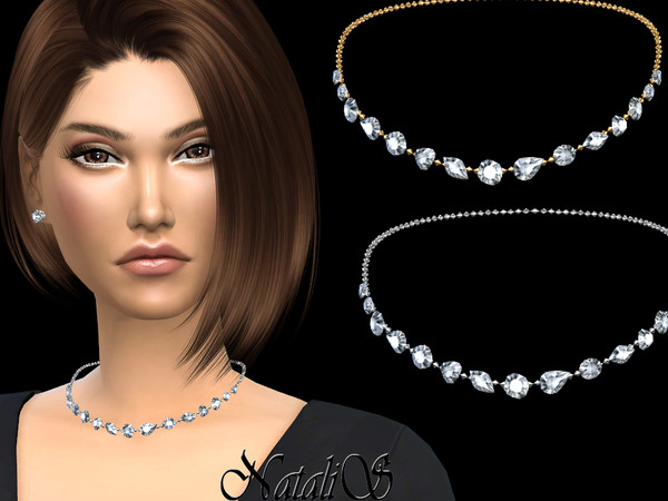 Sims 4 — NataliS_Dazzling gems necklace-v2 by Natalis — NataliS_Dazzling gems necklace-short version. FT-FA-FE 2 colors.