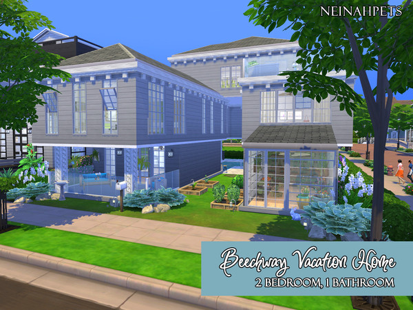 Sims 4 — Beechway Vacation Home by neinahpets — A modern style vacation home equipped with a fitness room, game and bar