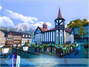 Sims 4 — Tudor Pub by Caroll912 — English style diner and pub. Inspired by former Seagull Pub in Portsmouth. The lot size
