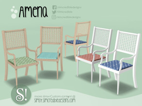 Sims 4 — Amena dining chair A by SIMcredible! — by SIMcredibledesigns.com available at TSR 2 colors in 8 variations