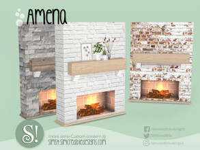 Sims 4 — Amena fireplace by SIMcredible! — Fixed (September 2021) by SIMcredibledesigns.com available at TSR 3 colors in