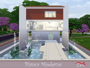 Sims 4 — Bianca Moderna by evi — One bedroom modern house built in three levels. Top floor Bedroom , sitting room and