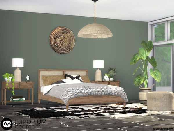Sims 4 — Europium Bedroom by wondymoon — Wicker detailed adult bedroom; Europium! Have fun! - Set Contains * Bed * Bed
