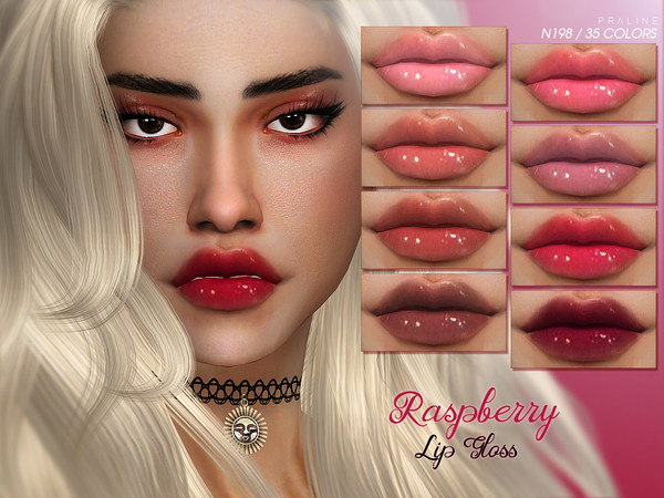 Sims 4 — Raspberry Lip Gloss N198 by Pralinesims — Lips in 35 colors.
