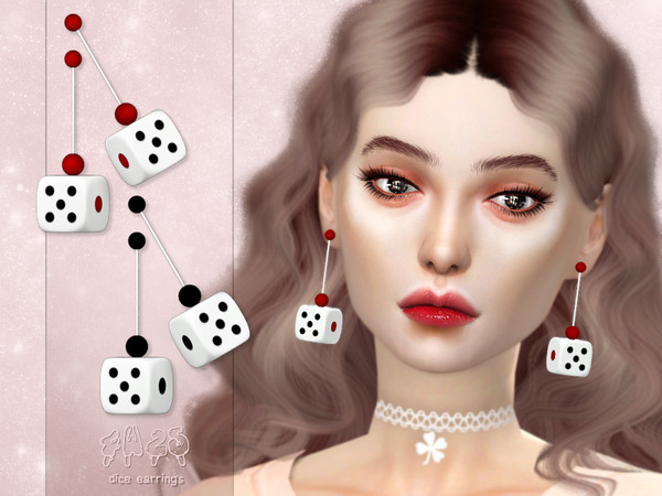 Sims 4 — Dice Earrings by 4w25-cc — TF-EF 2 swatches Custom thumbnails HQ compatible All LODs Disallowed for random