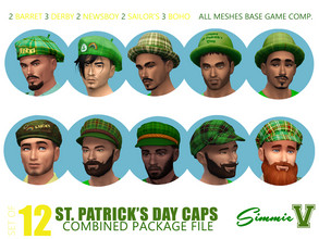 Sims 4 — SimmieV_St Patrick's Boho Cap by SimmieV — 3 Boho caps for the SimmieV St Patrick's day collection