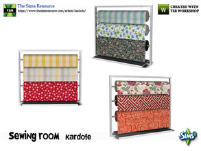 Sims 3 — kardofe_Sewing room_Fabric by kardofe — Metal frame with three rolls of fabric in three different options