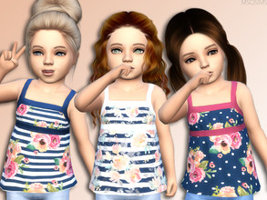 Sims 4 — Blue Flower Top - Toddler by MSQSIMS — - 3 Designs - Girls - Base Game - Custom Thumbnail 