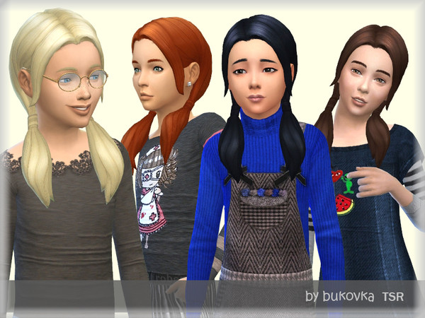 Sims 4 — Braids Hairstyles by bukovka — Hairstyle tails for girls. Installed offline, suitable for base game. All