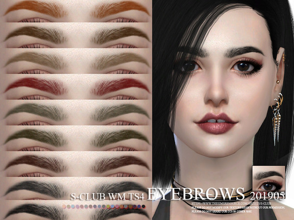 Sims 4 — S-Club WM ts4 Eyebrows 201905 by S-Club — Eyebrows 15 swatches, hope you like, thank you.