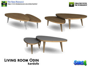 Sims 4 — kardofe_Living room Odin_CoffeeTable by kardofe — Pair of kidney-shaped coffee tables, made of wood, in three