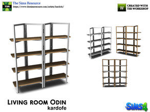 Sims 4 — kardofe_Living room Odin_Shelving by kardofe — Original shelving, formed by the frame of a screen and tables, in
