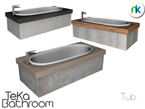 Sims 4 — Nikadema TeKa Tub by nikadema — This tub is done in wood and stone. Slots included Three recolors included
