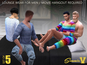 Sims 4 — SimmieV_Loungewear for Men - Movie Hangout needed by SimmieV — A collection of five linen loungewear sets for