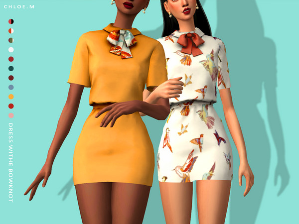 Sims 4 — ChloeM-Dree with Bowknot by ChloeMMM — **11 colors ** New mesh by me. ** Recolor is allowed but PLEASE DO NOT