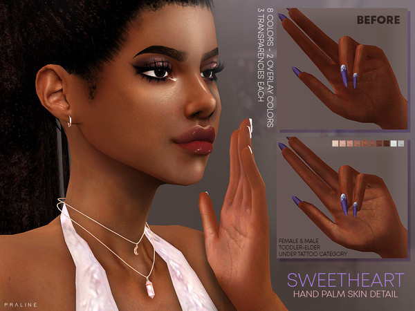 Sims 4 — Sweetheart Hand Palms Skin Detail by Pralinesims — Hand palms skin detail for lighter inner hands, comes in 8