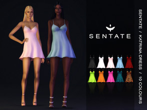 Sims 4 — Katrina Dress by Sentate — A super flirty babydoll slip dress with a flouncy hem. Comes in 10 colours. POLICY