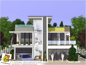 Sims 3 — Monk Aconitum by Onyxium — On the first floor: Living Room | Dining Room | Kitchen | Bathroom | Garage On the