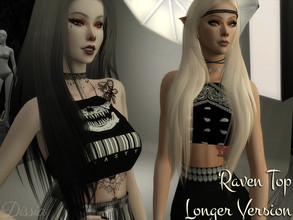 Sims 4 — Raven Top Longer Version by Dissia — Longer version of Raven Underboob Top, available in 12 colors, tied at back