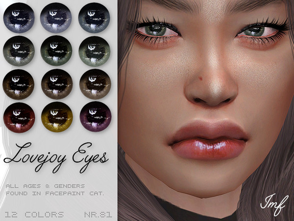 Sims 4 — IMF Lovejoy Eyes N.81 by IzzieMcFire — - Stand alone item with thumbnail - 12 colors - All ages and genders - HQ