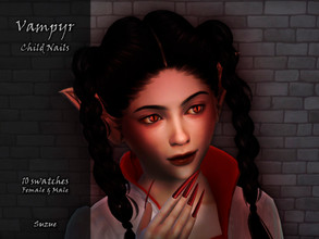 Sims 4 — Vampyr Nails Child  by Suzue — -New Mesh (Suzue) -10 Swatches -For Female and Male (Child) -Gloves Category -HQ