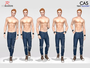 Sims 4 — Stand pose for men - CAS Pose - Set 2 by remaron — CAS Pose - GLOOMY TRAIT Only for CAS Poses are in one