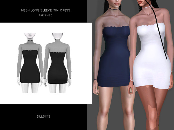 Sims 3 — Mesh Long Sleeve Mini Dress by Bill_Sims — YA/AF Everyday/Formal Available for maternity Recolorable | 1 channel