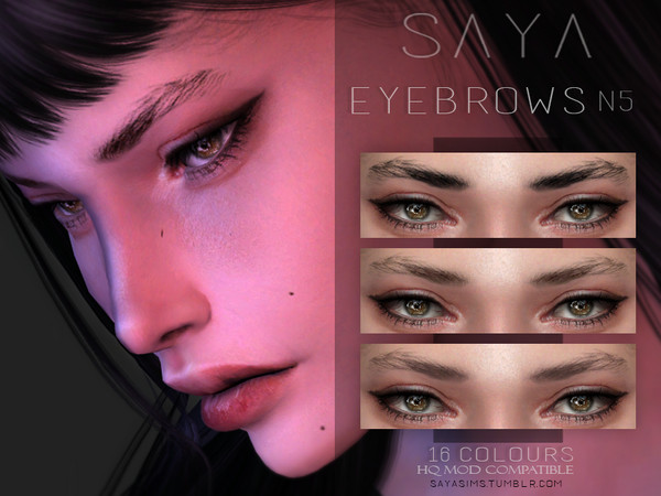 Sims 4 — SayaSims - Eyebrows N5 by SayaSims — 16 colours Female/Male All Ages Custom Thumbnail HQ mod Compatible Previews