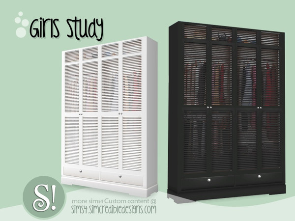 Sims 4 — Girls Studio - armoire by SIMcredible! — by SIMcredibledesigns.com available at TSR 2 colors variations