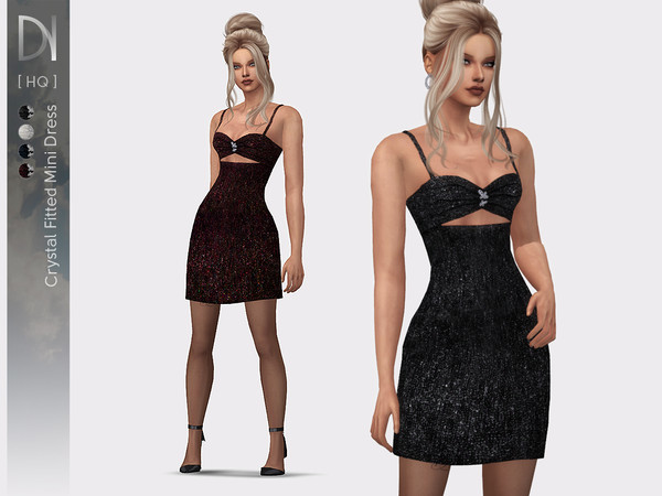 Sims 4 — Crystal Fitted Mini Dress by DarkNighTt — Crystal Fitted Mini Dress Have 4 colors. Handmade/Printed texture. New