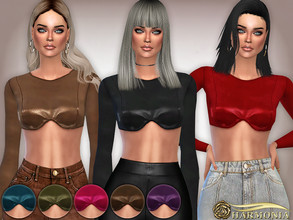 Sims 4 — Vegan Leather Shaped Bust Top by Harmonia — 8 metallic color Please do not use my textures. Please do not