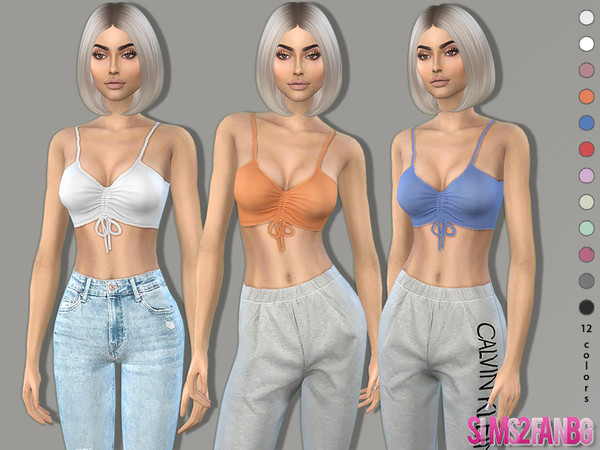 Sims 4 — 380 - Crop Top With Gathered Front by sims2fanbg — .:380 - Crop Top With Gathered Front:. Top in 12 different