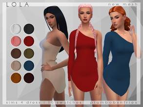 Sims 4 — PnF | Lola by Plumbobs_n_Fries — New Mesh One Sleeved Short Dress Female | Teen - Elders Hot Weather Enabled 10