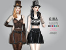 Sims 4 — GIRA - Mini Skirt by Helsoseira — Style : Gothic / Steampunk mini skirt with belts and lace detail Name : GIRA