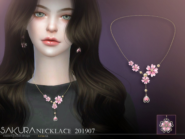 Sims 4 — S-Club ts4 LL Necklace 201907 by S-Club — Sakura jewel Necklace , hope you like, thank you.