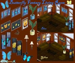 Sims 1 — Butterfly Fantasy Living Room Set by frogger1617 — Includes: Coffee Table, Chair, Endtable, Floor Lamp, Table