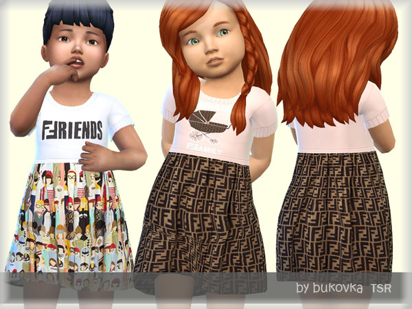 Sims 4 — Dress Fe by bukovka — Dress for babies. Set independently, the new mesh mine included. Suitable for the base