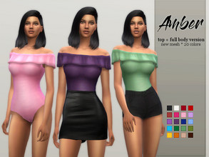 Sims 4 — Amber Bodysuit by Sifix2 — - Two versions - full body/swimsuit and top - New mesh - Base game compatible - 20