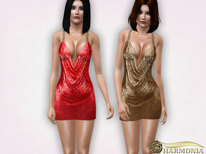 Sims 3 — Drape Neck Sequin Mini Dress by Harmonia — 3 variations not-Recolorable