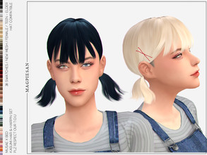 Sims 4 — Kasumi Hair(short) by magpiesan — MUSAE's Kasumi Hair -New Mesh -For female -All LODs -38 Swatches -Hat