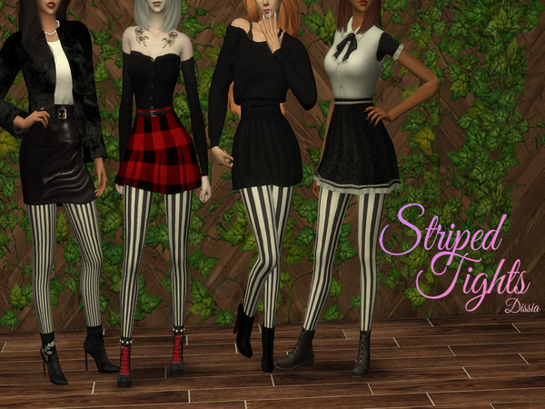Sims 4 — Striped Tights by Dissia — Striped tights, thin to thick stripes