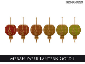 Sims 4 — Merah Paper Lantern Gold I by neinahpets — A round paper lantern with tassel in 6 recolors with golden accent.