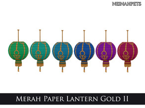 Sims 4 — Merah Paper Lantern Gold II by neinahpets — A round paper lantern with tassel in 6 recolors with golden accent.