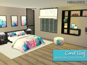 Sims 4 — Coral Reef Bedroom Collection Pt 2 by neinahpets — P2 of a watercolor undersea recolor of the Jasper bedroom by